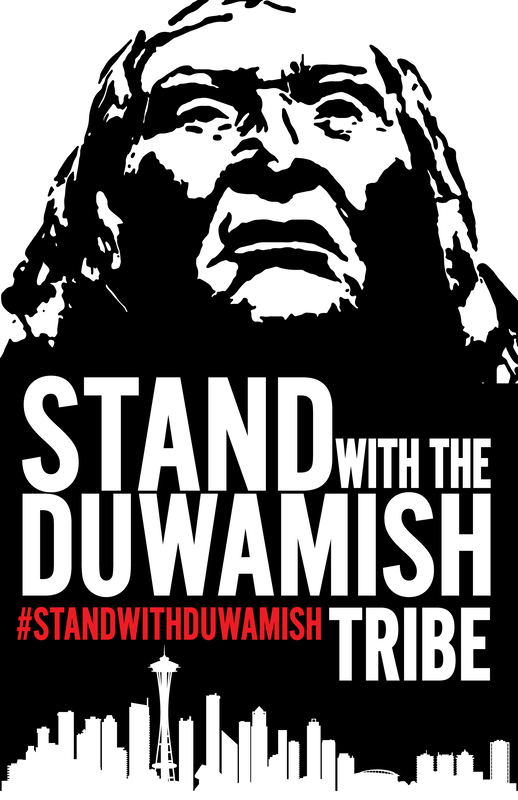Stand with the Duwamish Poster graphic in black and red